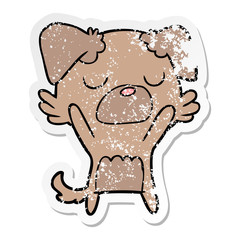 distressed sticker of a cartoon dog