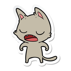 sticker of a talking cat cartoon