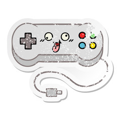 distressed sticker of a cute cartoon game controller