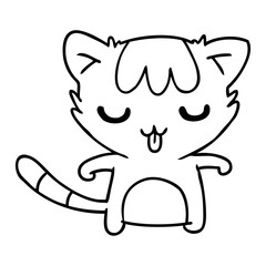 line drawing of a kawaii cute racoon