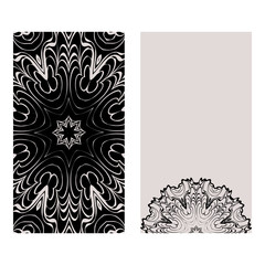 Templates Card With Mandala Design. Heathcare, Lifestyle Flyer. Vector Illustration. Black brown color