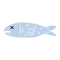 cartoon doodle of a dead fish