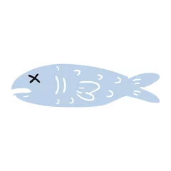 Poster cartoon doodle of a dead fish © lineartestpilot