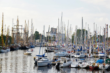 Fototapeta premium Summer evening in the Riga river port