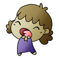 gradient cartoon of cute kawaii baby girl