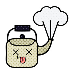comic book style cartoon steaming kettle