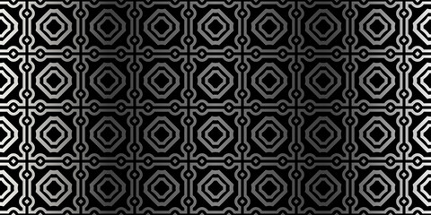 Modern Stylish Geometry Seamless Pattern Art Deco Background. Luxury Texture For Wallpaper, Invitation. Vector Illustration. Charcoal silver color