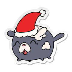 christmas sticker cartoon of kawaii dog