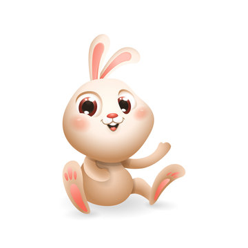 Cute little bunny - cartoon style vector illustration