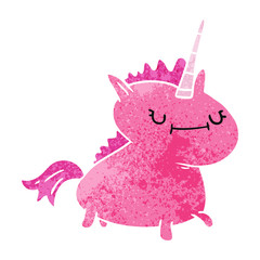 retro cartoon doodle of a magical unicorn