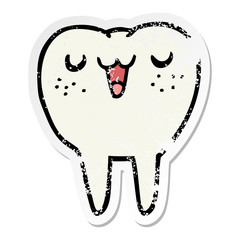 distressed sticker of a cartoon tooth