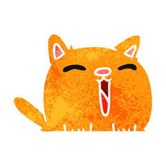 retro cartoon of cute kawaii cat