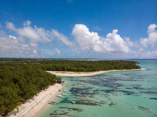 Mauritius aerial photo. Island with beautiful beaches. 2019