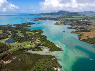 Mauritius aerial photo. Island with beautiful beaches. 2019