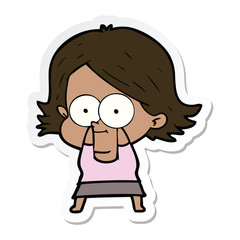 sticker of a happy cartoon girl