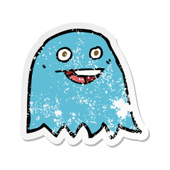 retro distressed sticker of a cartoon ghost