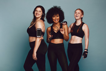 Diverse group women in sportswear