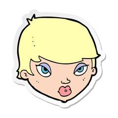 sticker of a cartoon unimpressed woman