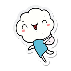 Fototapeta premium sticker of a cute cartoon cloud head creature