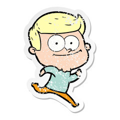 Fototapeta premium distressed sticker of a cartoon happy man