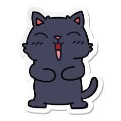 sticker of a quirky hand drawn cartoon black cat
