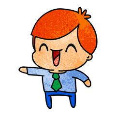 textured cartoon of kawaii man in suit