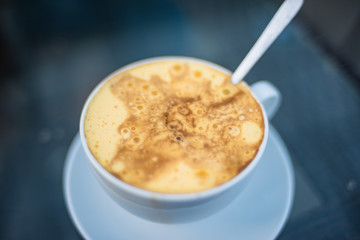 Traditional Vietnamese egg coffee in a cup