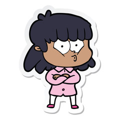 sticker of a cartoon whistling girl