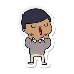 sticker of a cartoon happy boy