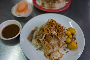 Traditional Vietnamese fried rice with baby chicken eggs