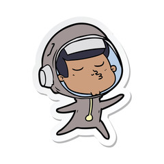 sticker of a cartoon confident astronaut