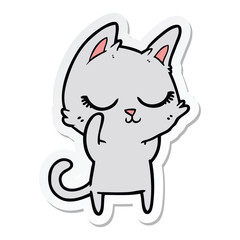 sticker of a calm cartoon cat