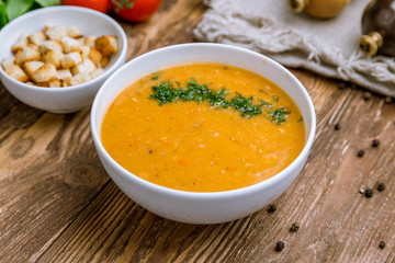 pea soup in a bowl