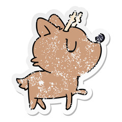 distressed sticker cartoon of  kawaii cute deer