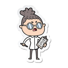 sticker of a cartoon annoyed woman