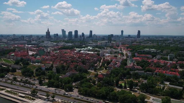 Aerial Poland Warsaw June 2018 Sunny Day 30mm 4K Inspire 2 Prores  Aerial video of downtown Warsaw in Poland on beautiful sunny day.