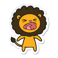 Obraz premium sticker of a cartoon angry lion