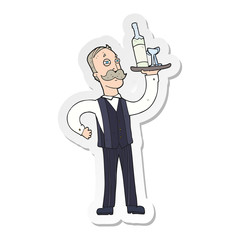 sticker of a cartoon waiter