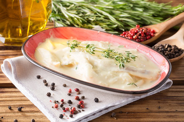 marinated sea bass