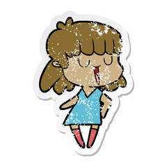distressed sticker of a cartoon woman