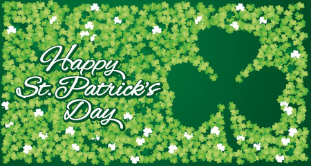 Happy St Patricks Day lucky clover leaves irish green white negative space landscape design symbol emblem