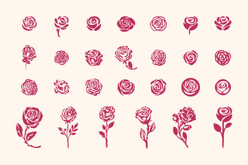 Vector hand drawn rose symbol simple sketch illustration on light background - obrazy, fototapety, plakaty