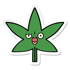 sticker of a cute cartoon marijuana leaf