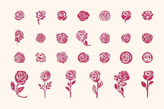 Vector hand drawn rose symbol simple sketch illustration on light background