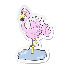 sticker of a cartoon flamingo
