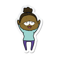 sticker of a cartoon happy old lady
