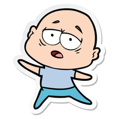 Obraz premium sticker of a cartoon tired bald man