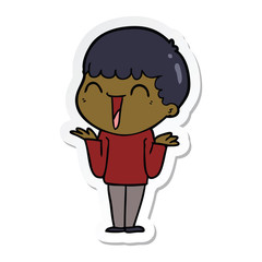 sticker of a cartoon happy man