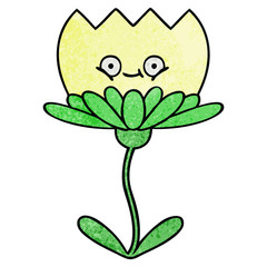 retro grunge texture cartoon flower