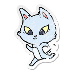 Fototapeta na wymiar distressed sticker of a confused cartoon cat